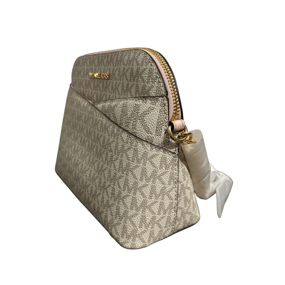 MICHAEL KORS NWT Jet Set Dome Crossbody Shoulder Bag MK Vanilla - Picture 3 of 7
